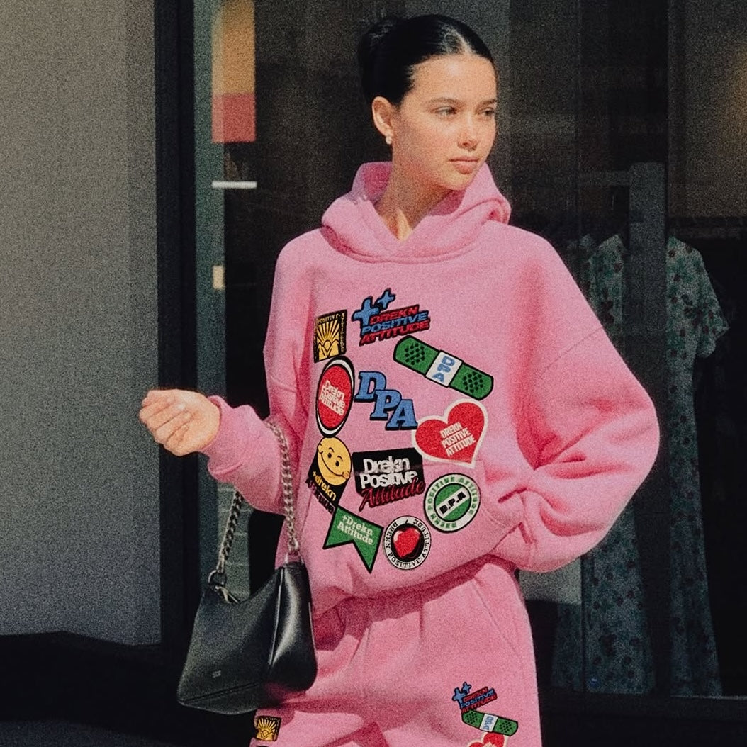 Drekn Positive Attitude Pink Boxy Tracksuit