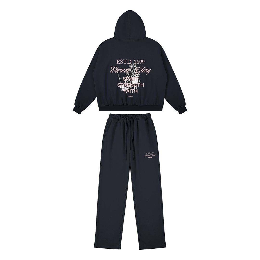 Eternal Glory Navy Blue Boxy Tracksuit - DREKN