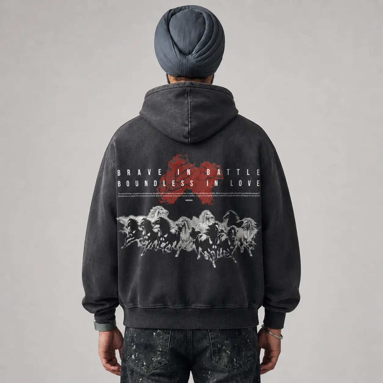 Sovereign Panjab Sun Faded Distressed Full-Zip Hoodie