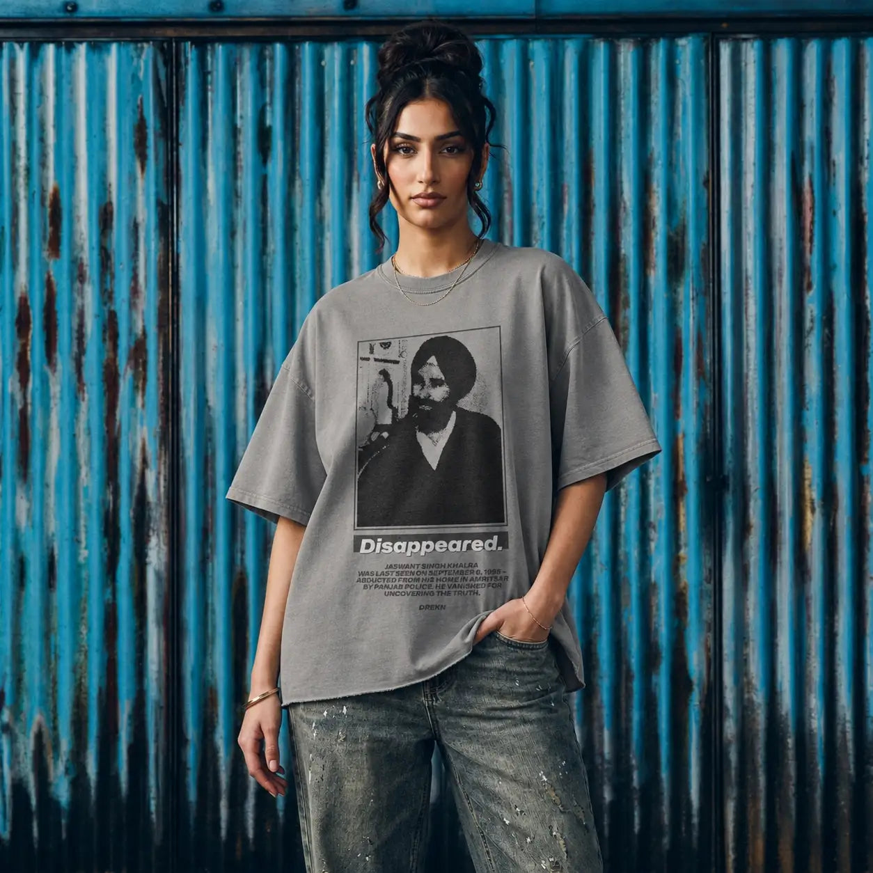 Jaswant Singh Khalra Oversized Faded T-Shirt