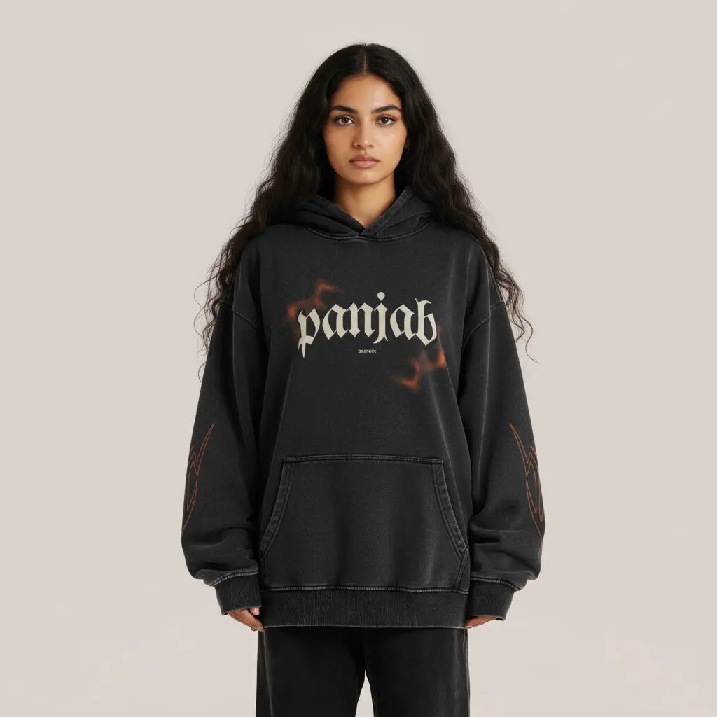 Panjab Powerhouse Oversized Faded Hoodie - DREKN