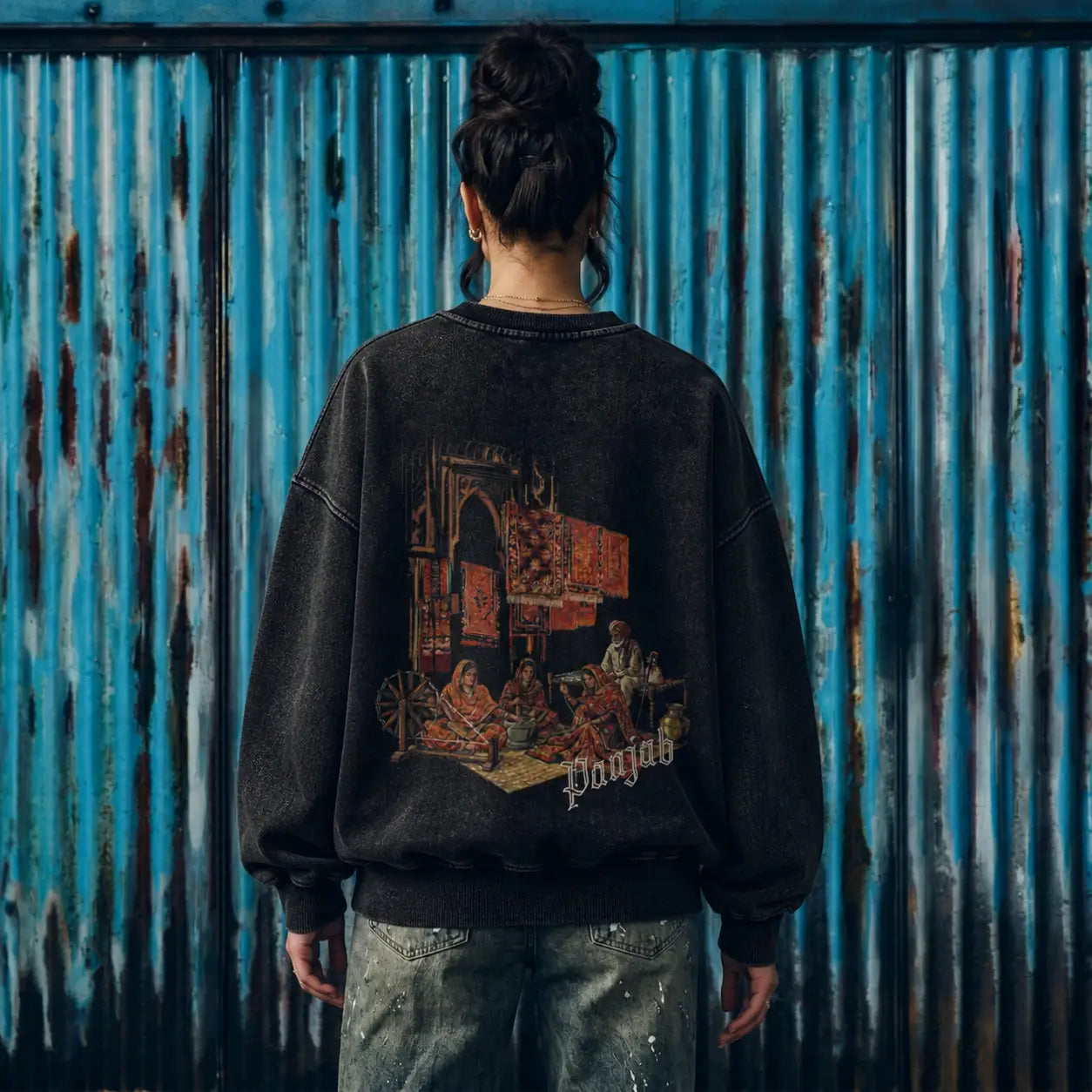 Panjab Golden Era Oversized Faded Sweatshirt