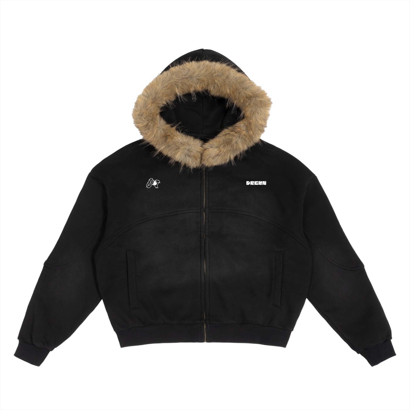 Boundless Panjab Sun Fade Boxy Detachable Fur Hoodie