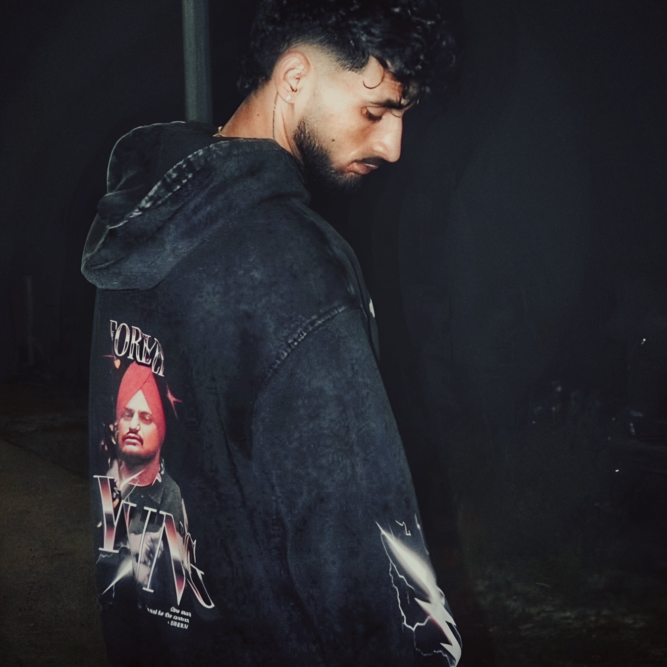Sidhu Bolt Edition Oversized Faded Hoodie