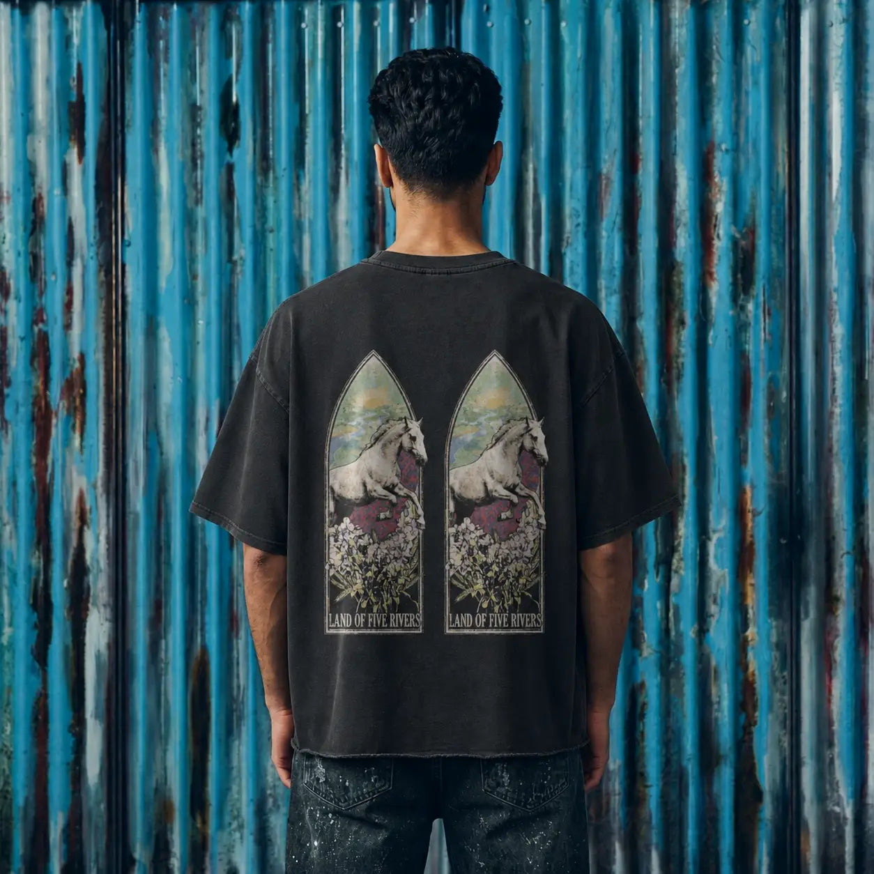 Land Of Five Rivers Panjab Oversized Faded T-Shirt