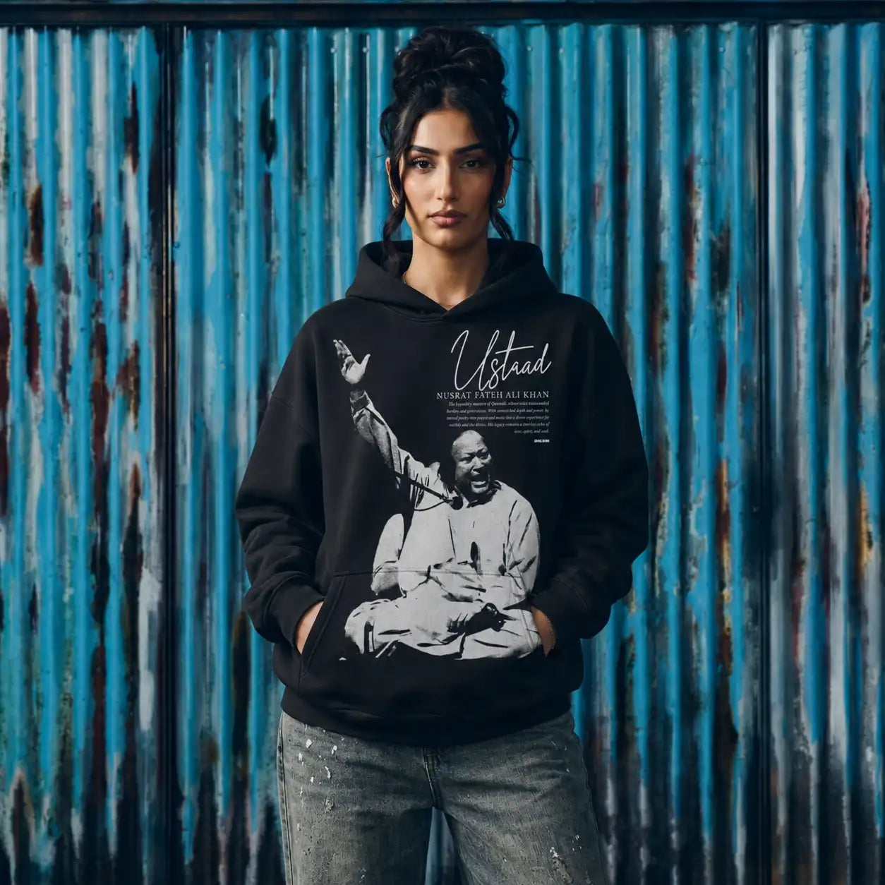 Ustaad Nusrat Fateh Ali Khan Boxy Sun Faded Hoodie