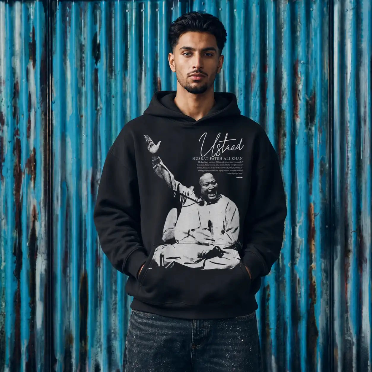 Ustaad Nusrat Fateh Ali Khan Boxy Sun Faded Hoodie