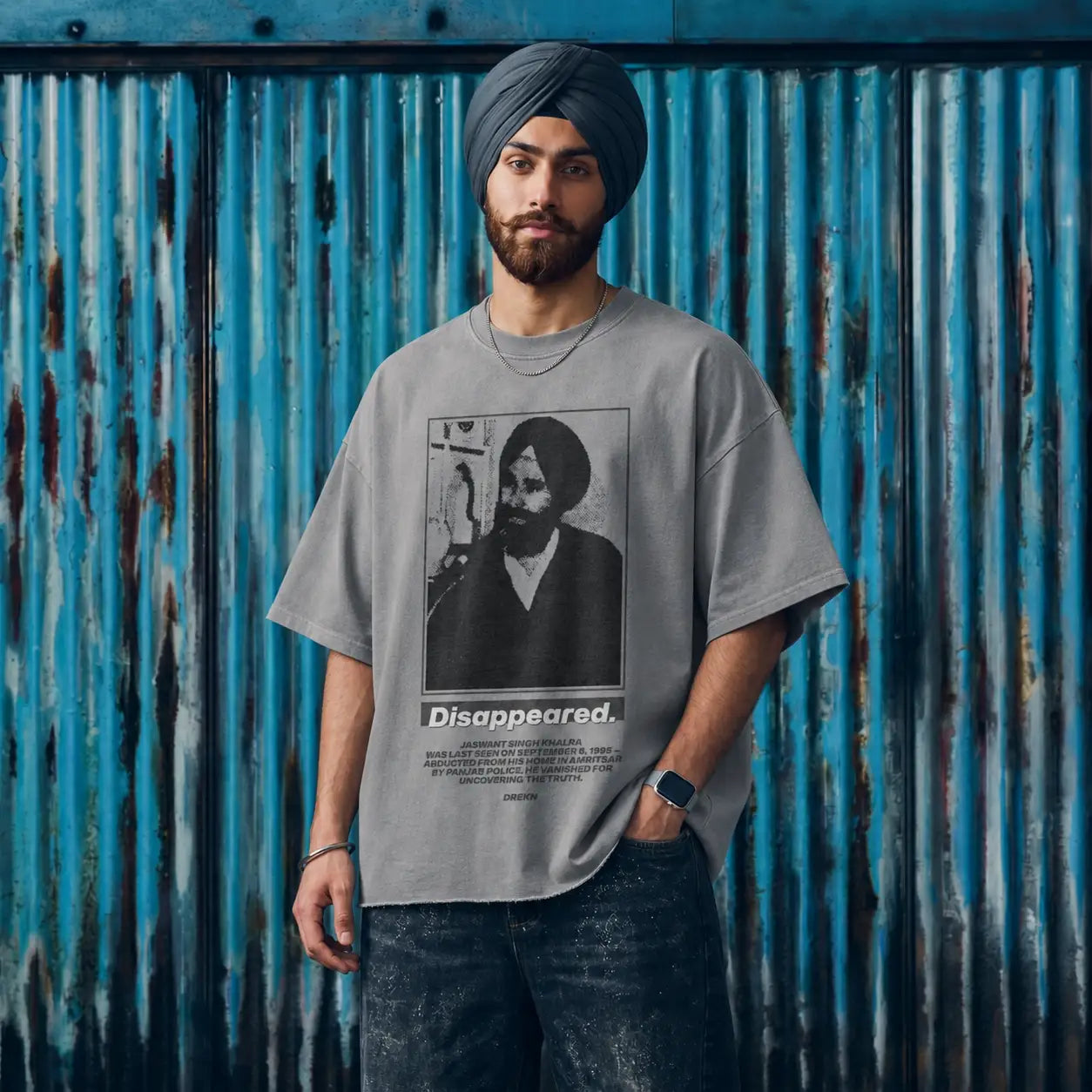 Jaswant Singh Khalra Oversized Faded T-Shirt