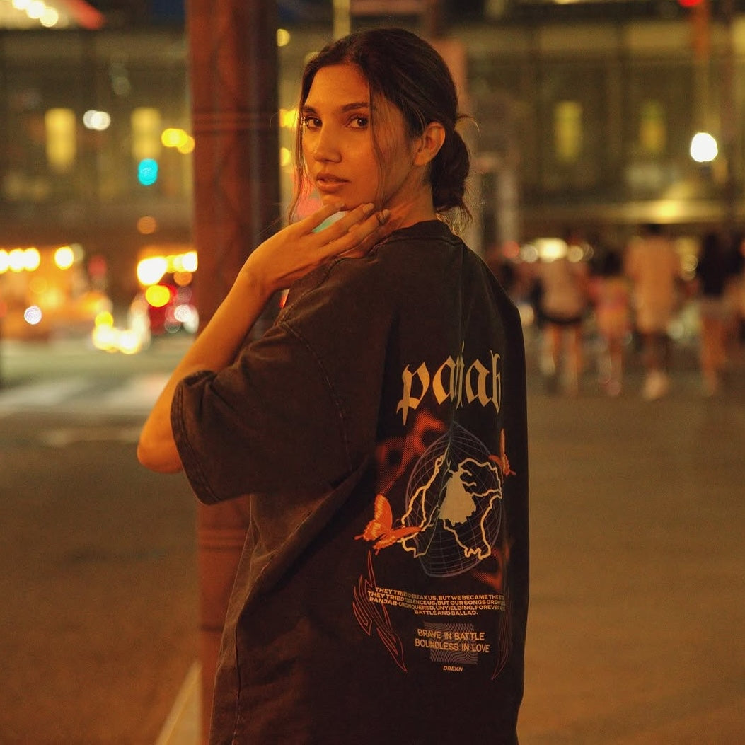 Panjab Powerhouse Oversized Faded T-Shirt - DREKN