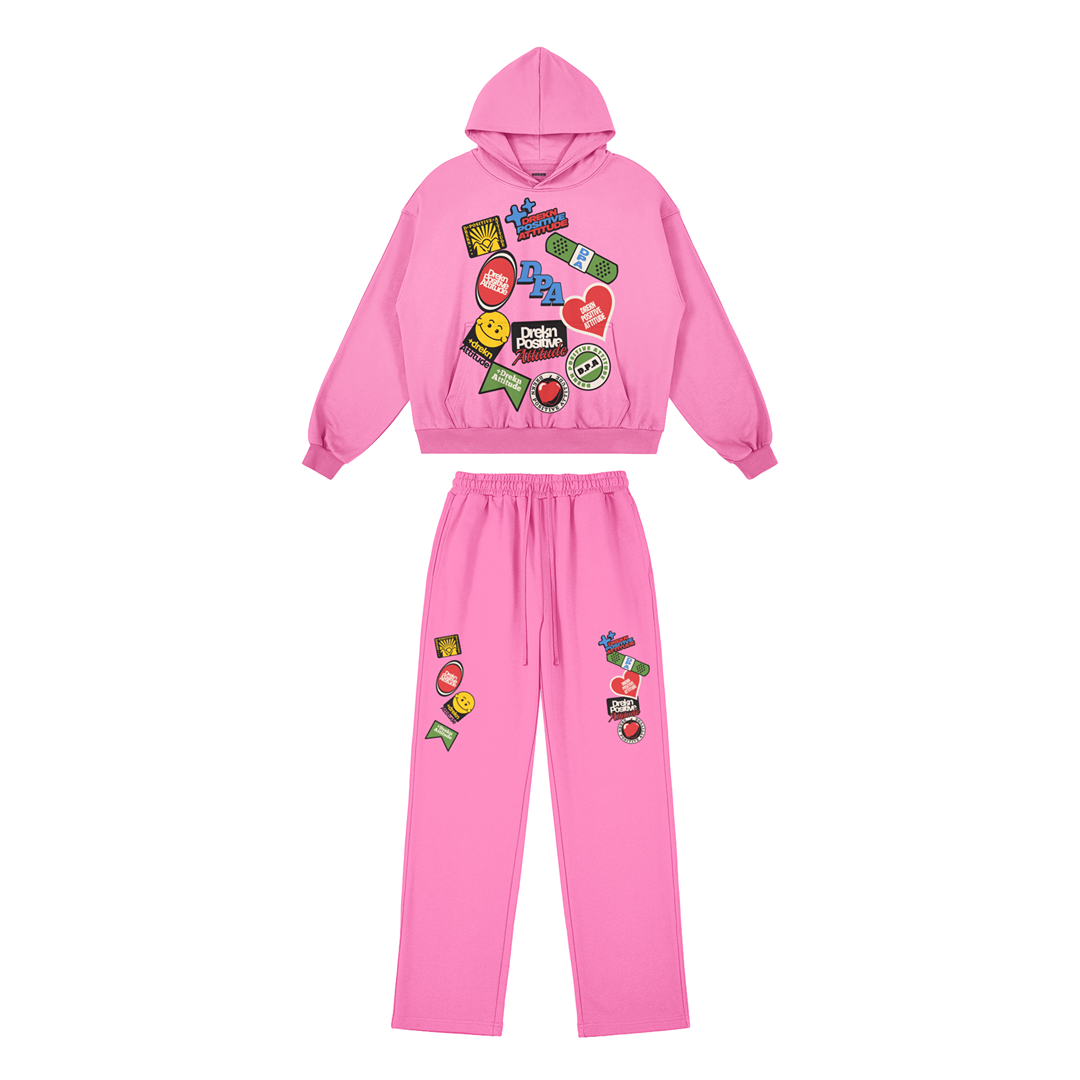 Drekn Positive Attitude Pink Boxy Tracksuit