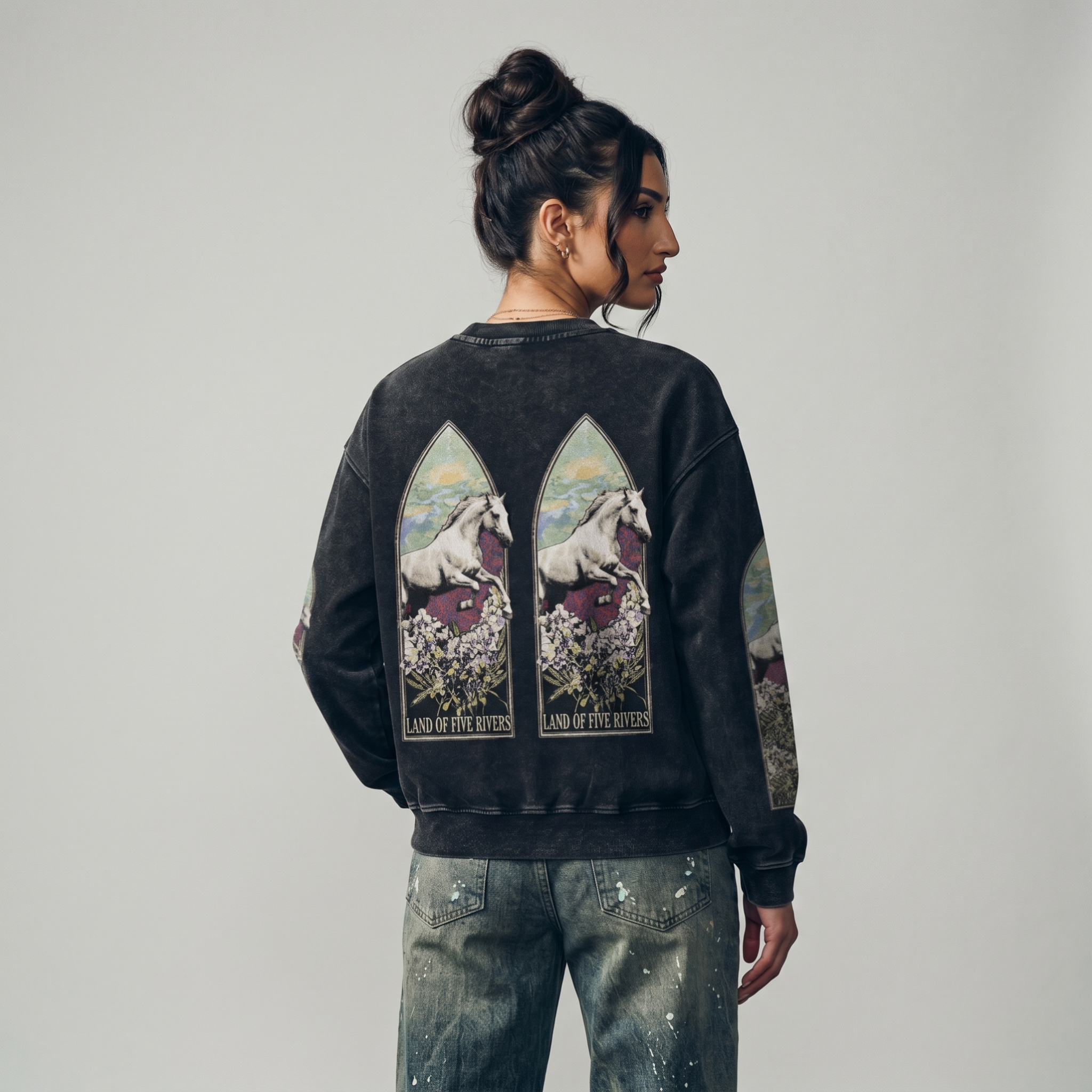Land Of Five Rivers Panjab Oversized Faded Sweatshirt