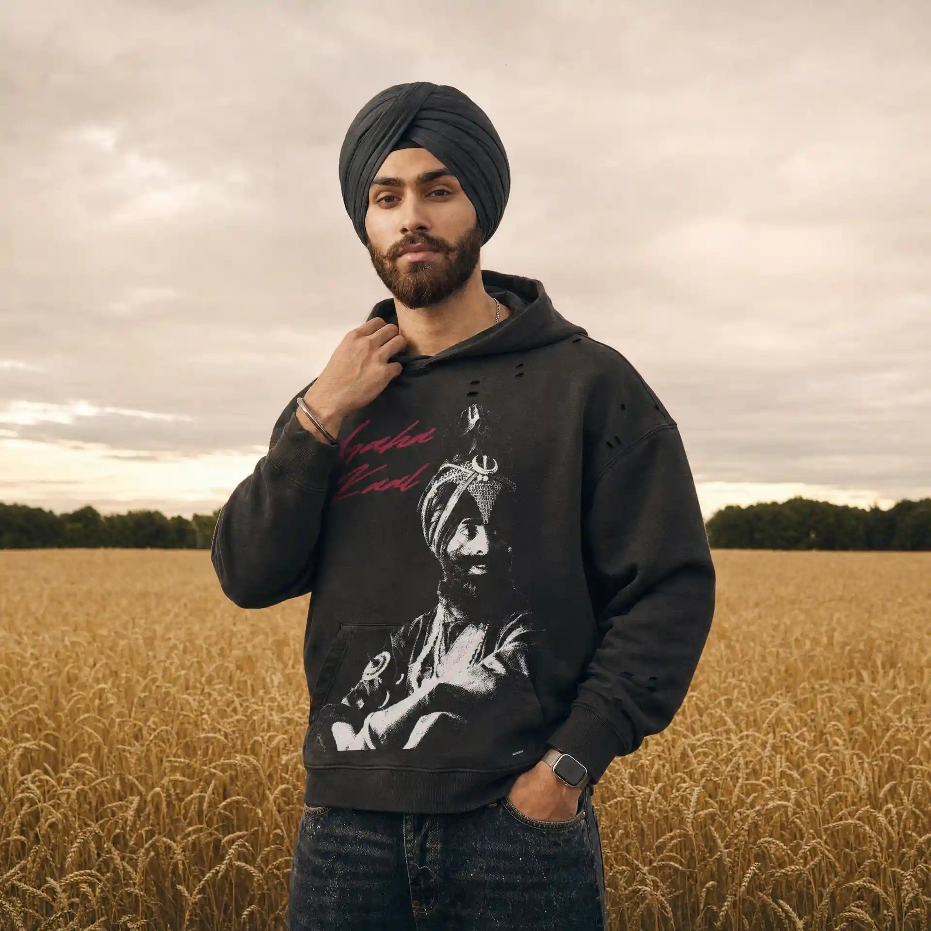 Mahakaal Singh Sun Faded Distressed Hoodie